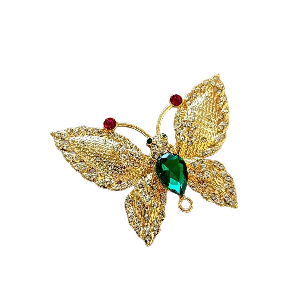 Imitation Emerald Butterfly Brooch - High-end and Luxurious Dual-wear Pendant for Coat and Accessories