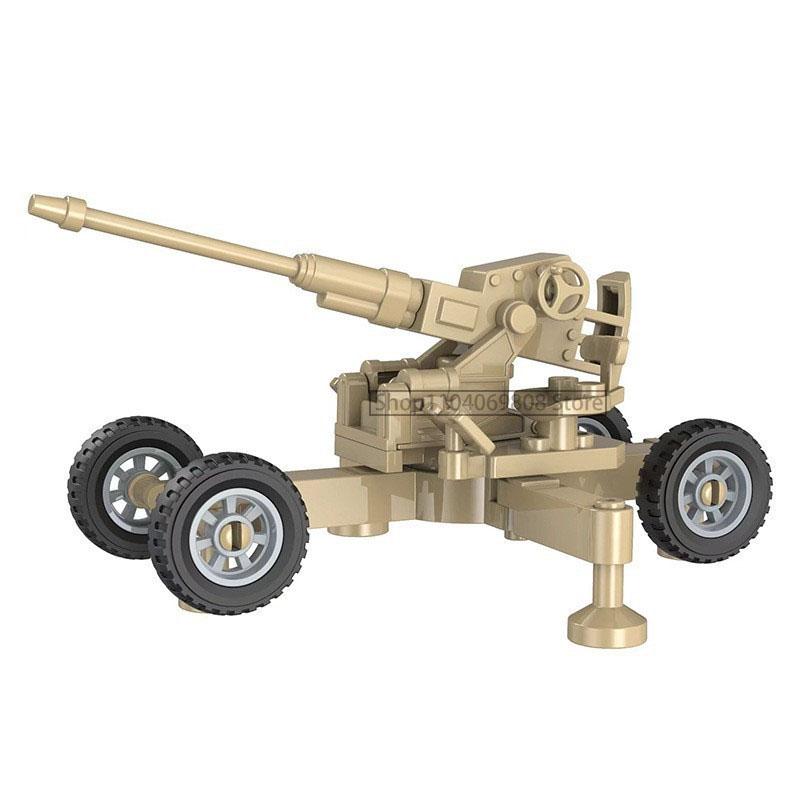 Military Building Blocks Soldier 88mm Flak Gun Cannon Rocket Artillery Military Army War Weapons NSV Backpack Assembly Brick Toy