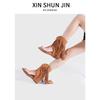 Rivet pinch foot fringed sandals women's new summer open-toe side zipper inner height increase western cool boots