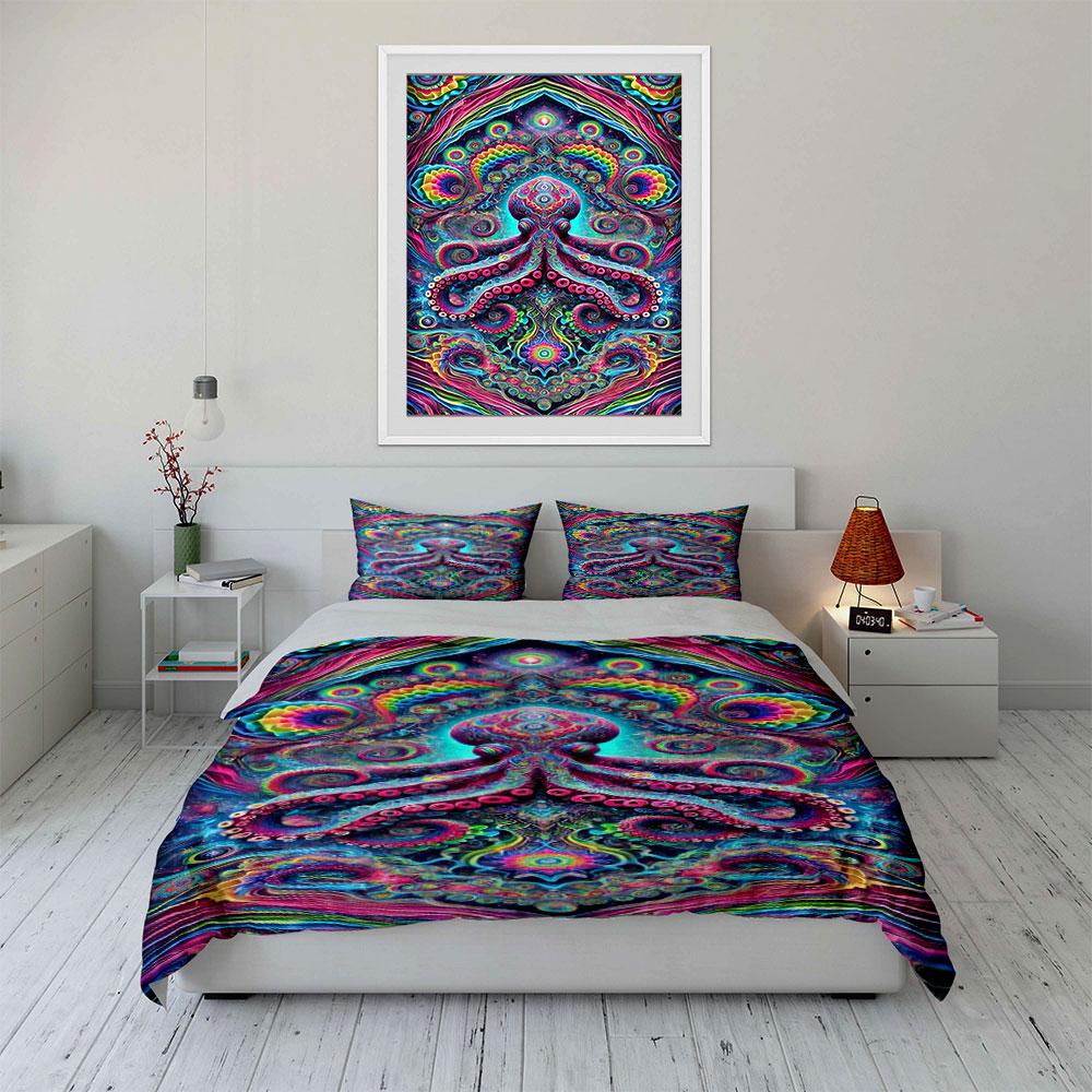 Colorful Psychedelic Octopus Design. Bedding Sets Duvet Cover Sets Duvet Covers Pillowcases(1 * Duvet Cover 2 * Pillowcases, Without Duvet Insert)