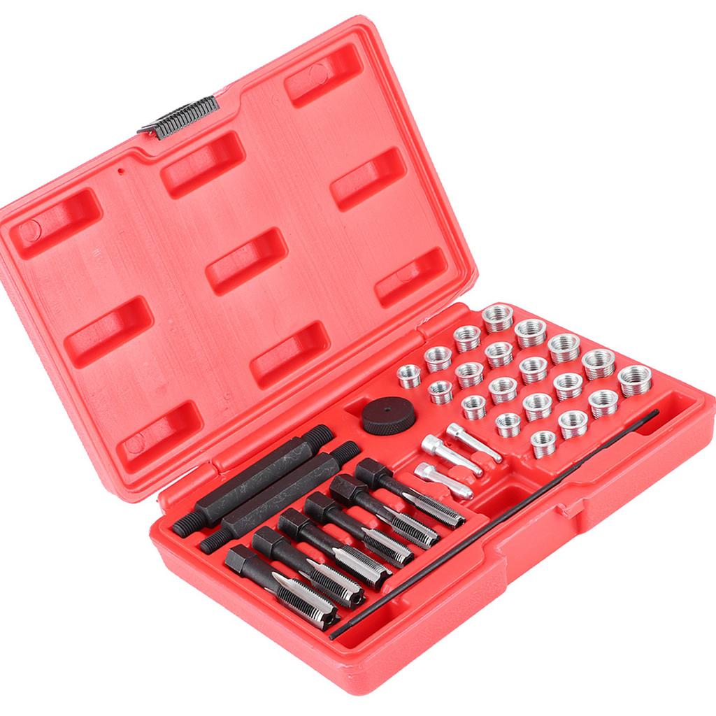 33pcs Glow Plug Thread Repair Kit Tap Insert Driver Guide Pin Thread Insert Tool Set