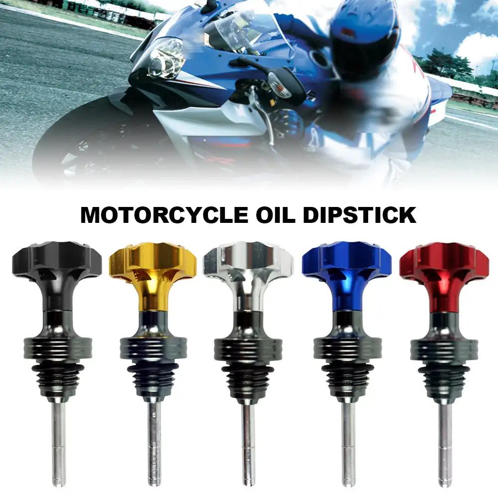 Scooter Motorcycle Engine Oil Dipstick Filler Cap Plug Engine Crankcase Oil Level Gauge Red Blue Black Gold Silver Aluminum