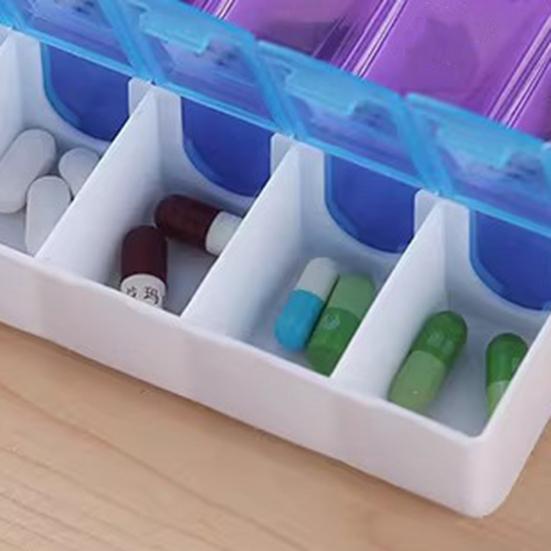 7 Day Weekly AM PM Pill Organizer Large Pill Box with 14 Compartments Twice Daily Medication Supplement Case