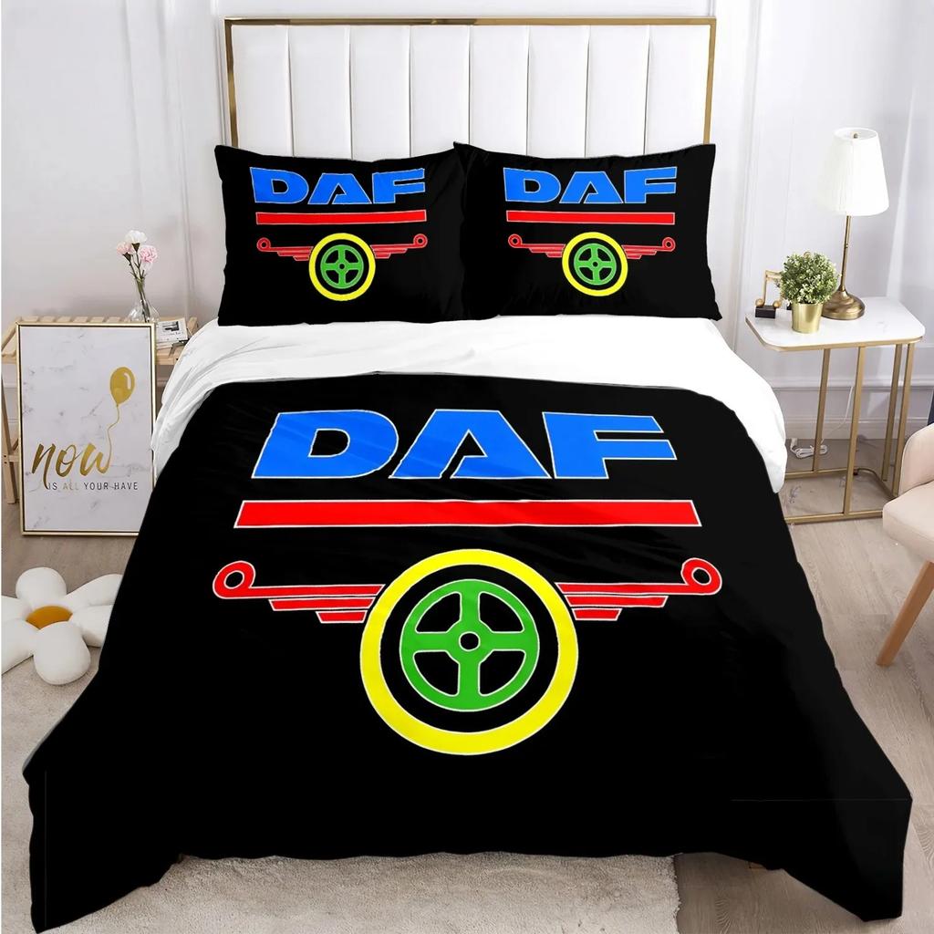 Federa Piumone con Logo Camion DAF alla Moda Set Biancheria da Letto Coperta Morbida e Federe per Ragazzi Singolo_Matrimoniale_Queen_King