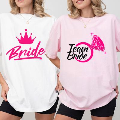 Team Bride TShirt Woman Bachelorette Single Farewell Party Blouses Bridal Shower Wedding Tops Casual ONeck Short Sleeved Tees