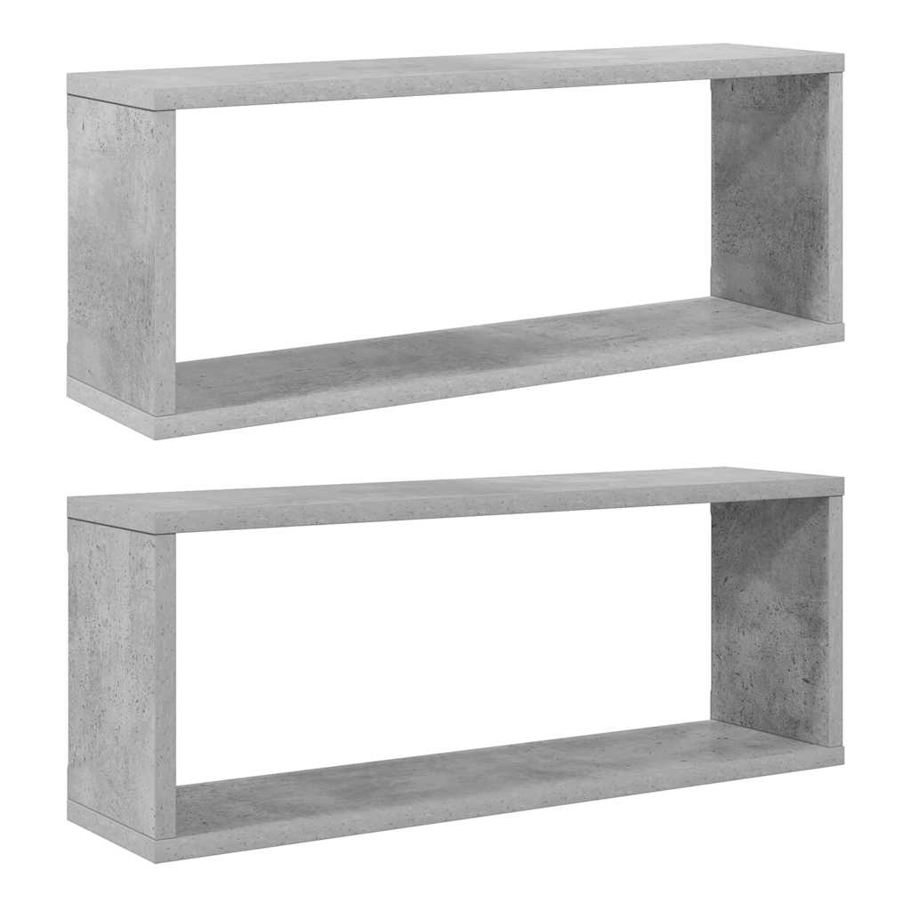 Cube Shelves Set of 2 Concrete Grey 60 x 15 x 23 cm Particleboard