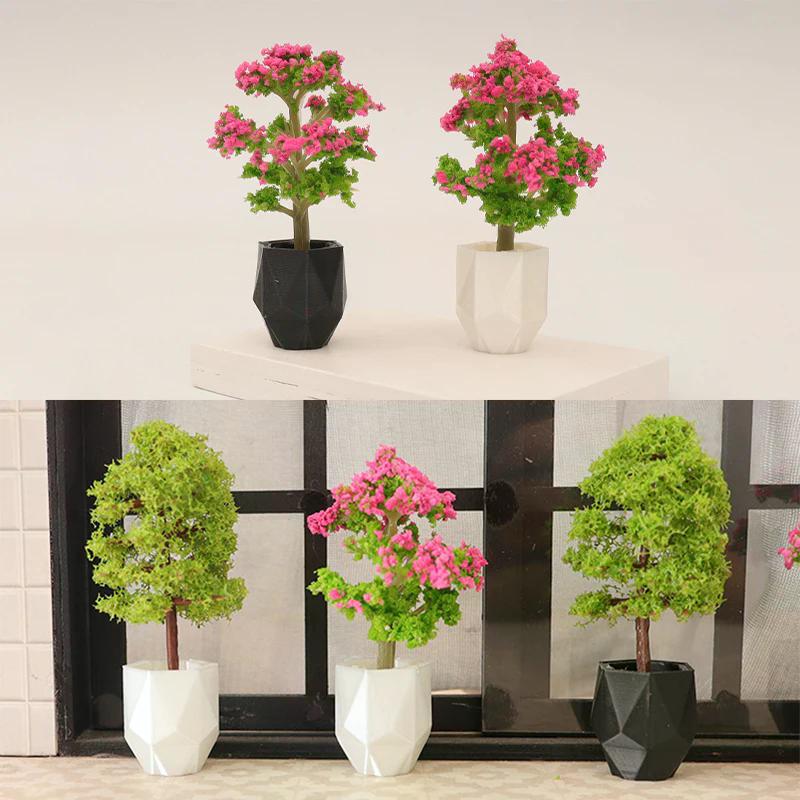 1/12 Dollhouse Mini Simulation Potted Plant Model Micro Garden Landscape Ornament Home Decoration Accessory