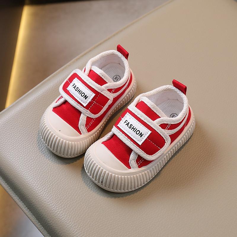 Spring-autumn children's canvas shoes, boys' casual shoes with shell toe, girls' cookie shoes, soft sole baby shoes