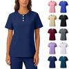 Women's Elastic Quick-Drying V-Neck Pocket Short-Sleeve Caregiver Work Uniform