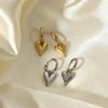 Pendientes Aro Huggie Corazón Chic de Acero Inoxidable con Colgante Color Dorado Libres de Deslustre Moda Tendencia Circonita para Mujer Bisutería