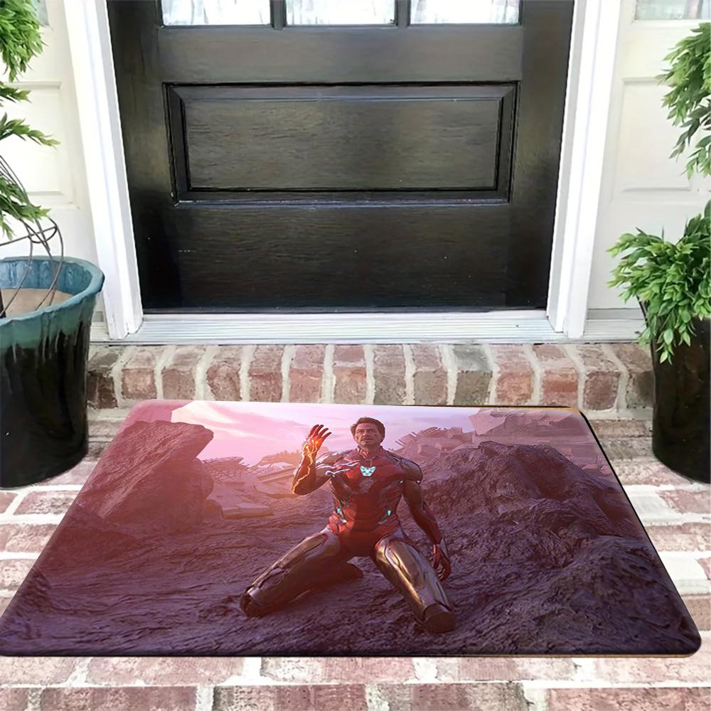 1pc Deadpool Pattern Fleece Doormat | Polyester, Machine Washable, Ideal for Living Room, Bedroom Decor, Adds Practicality and