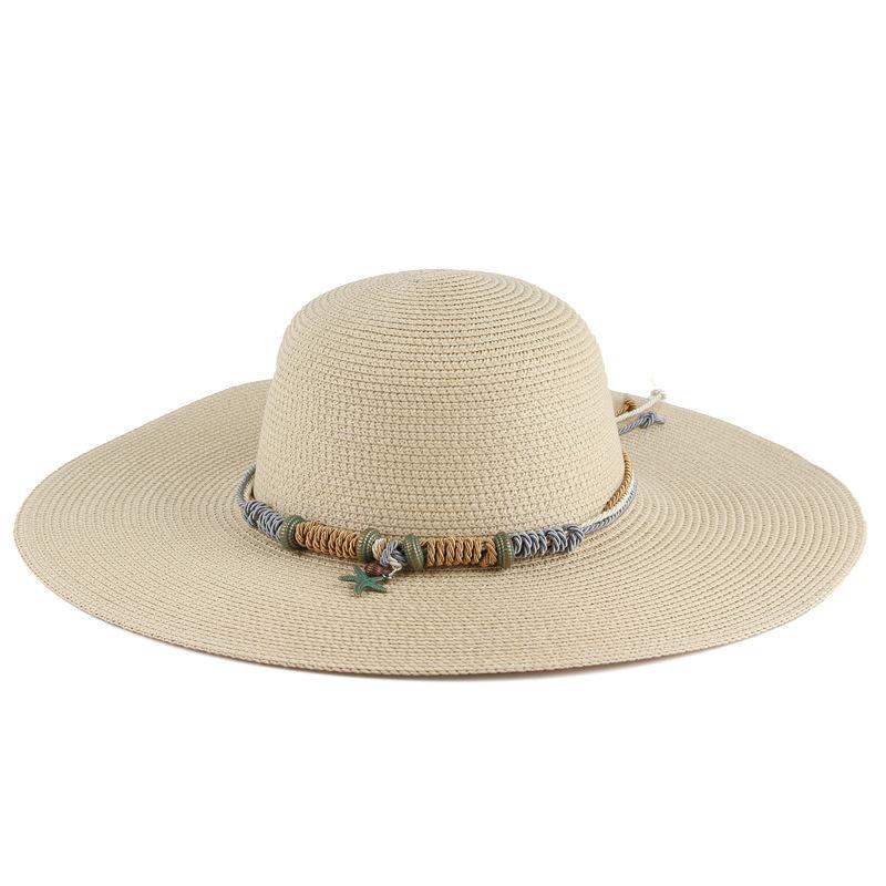 Summer Ladies Outdoor Travel Visor Beach Large Brim Sun Hat Dome Straw Hat