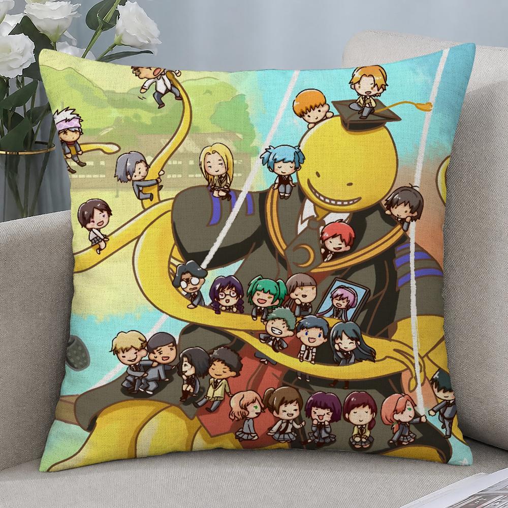 Anime Assassination Classroom Cushion Cover Cushion Covers Natural Linen Breathable Sofa Bedroom Decor Pillowcase