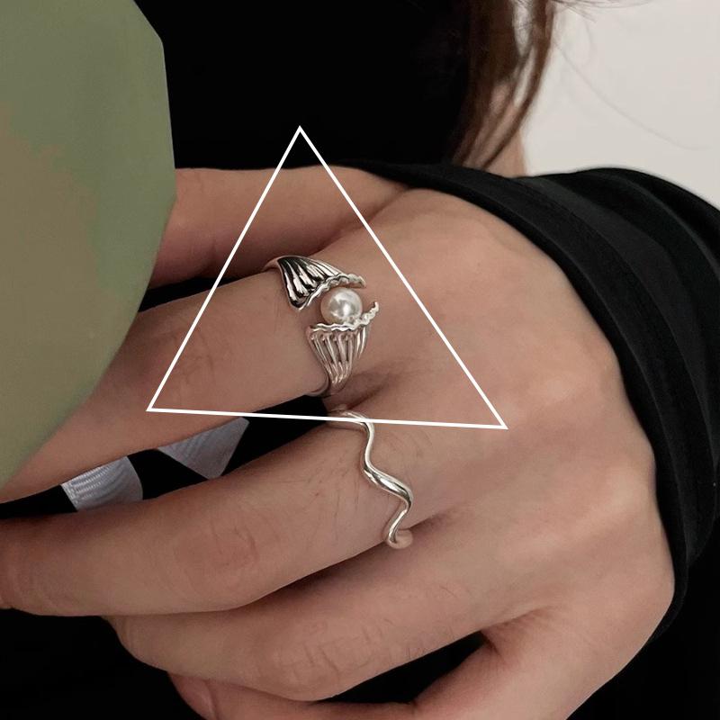 925 Silver Rings INS Fashion Hip Hop Vintage Couples Adjustable Jewelry Hollow Lines Punk Thai Silver Party