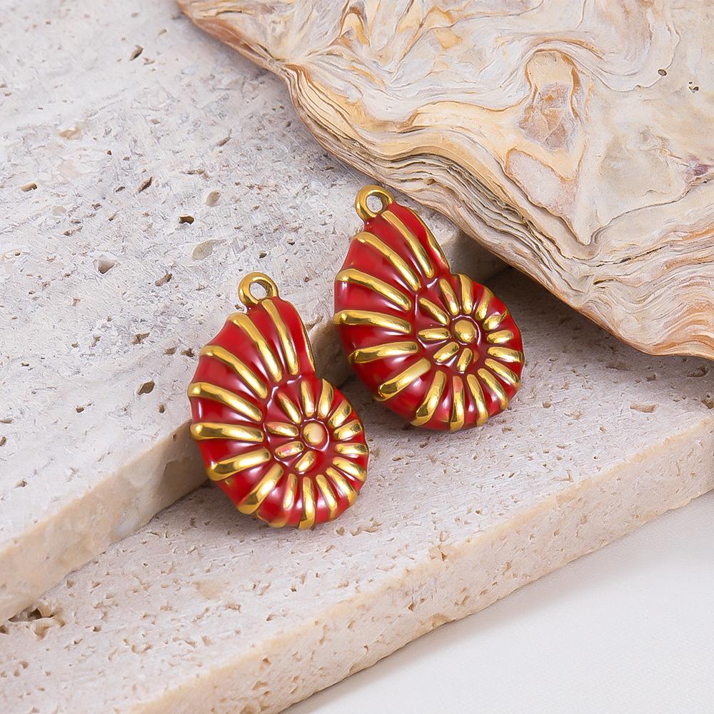 2pcs Stainless Steel Ocean Animals Pendant Whales Seahorses Conch Shells Marine Bracelets Earrings Charm for Jewelry Making Gift