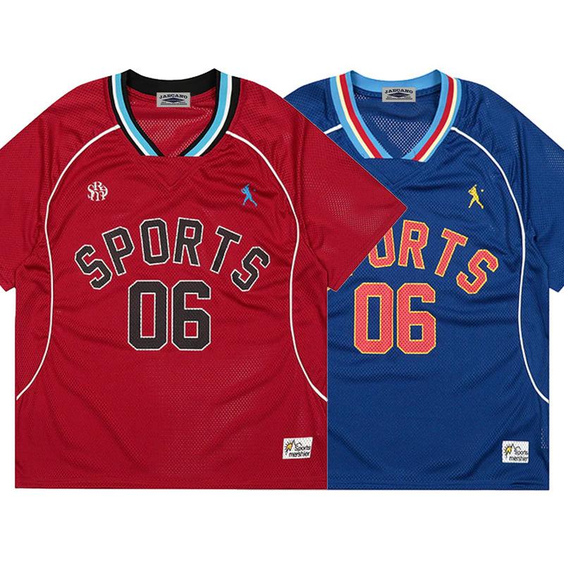 American Retro Sports Jersey Short-sleeved Fans European and American Street Tide Brand Loose Fan Version