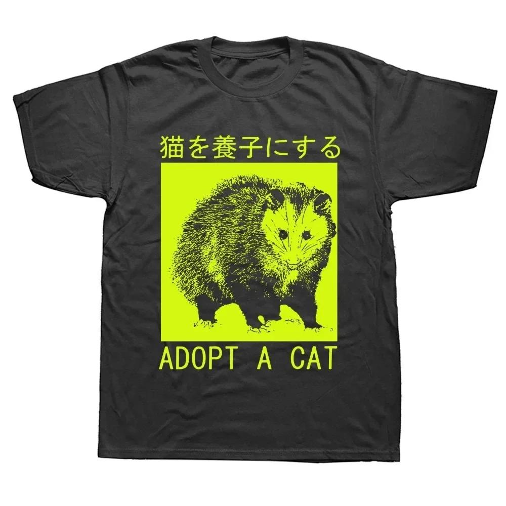 TXAdopt A Cat Opossum Japanese T Shirts Graphic Women Streetwear Short Sleeve Birthday Gifts Summer Style T-shirt Womens Clothing