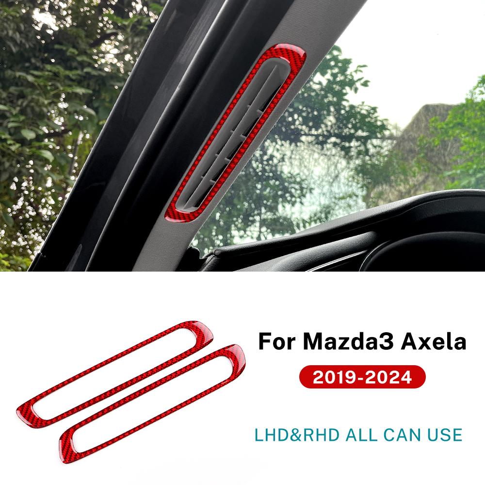 Echter Weicher Karbonfaser-Aufkleber für Mazda 3 Axela 2019 2020 2025 2025 2025 2025 2025 LHD RHD Auto A-Säule Luftauslass Zubehör
