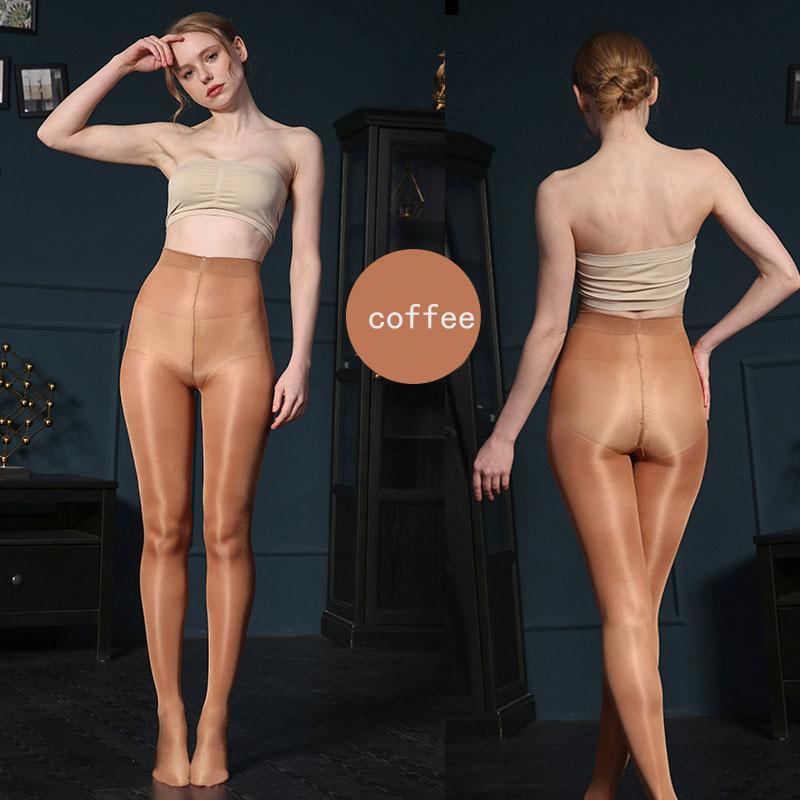 70D Women Stirrup Tights Shiny Oil Glossy Pantyhose Women Pole Dance Stockings Lingerie Collant Sexy Oil Pantyhose Stocking One Size