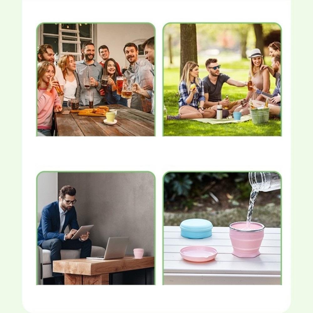 Tazza pieghevole da 180 ml, tazza da viaggio pieghevole in silicone - tazza da campeggio pieghevole in silicone con coperchio - adatta per viaggi, campeggio,