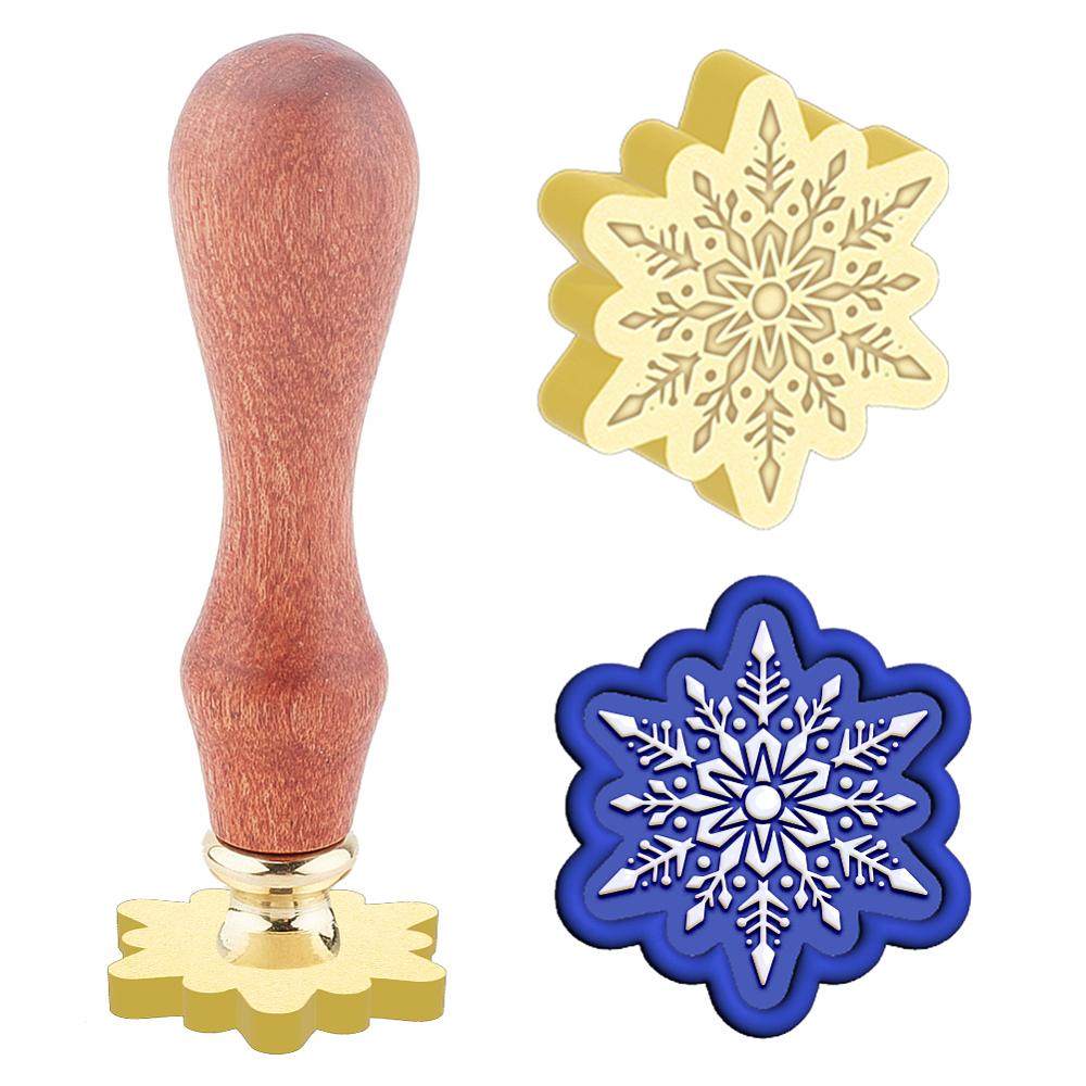 1set Wax Seal Envelope Gift Seal with Yellow Sandalwood Snowflake 89~90mm