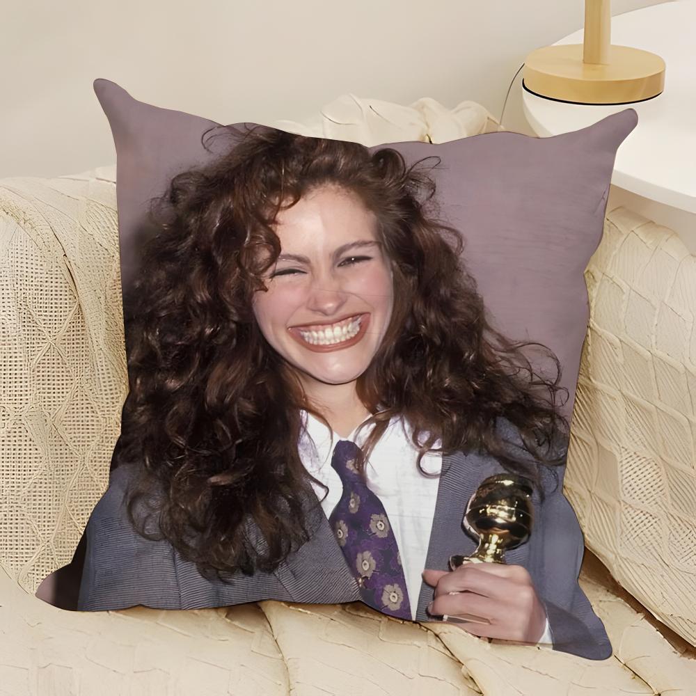 Hot American Actor JJulia Roberts Pillow Case Natural Linen DoubleSided Printing Sofa Home Decor Cushion Cover