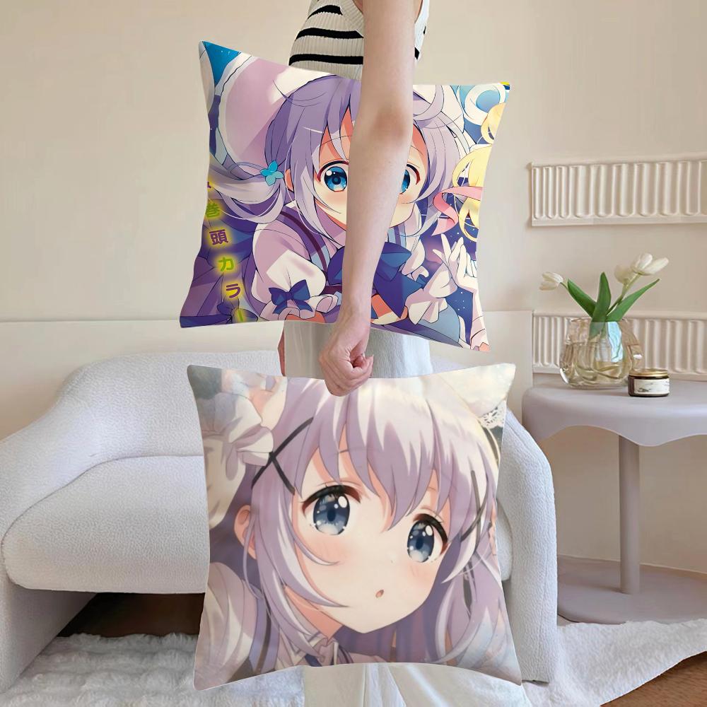 Anime Chino Kafu Cushion Cover Eco-Friendly Odorless Healthy Pillowcase Soft & Comfortable Kid-Safe No Filling
