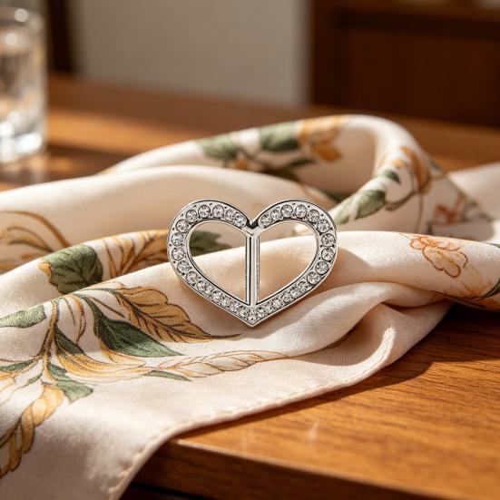 Scarf Buckle Clip for Women Smooth Edges No Snag Silk Ring with Rhinestones Non-Slip