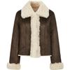 JUZI ANNACAU Women's Faux Shearling Retro Motorcycle Jacket