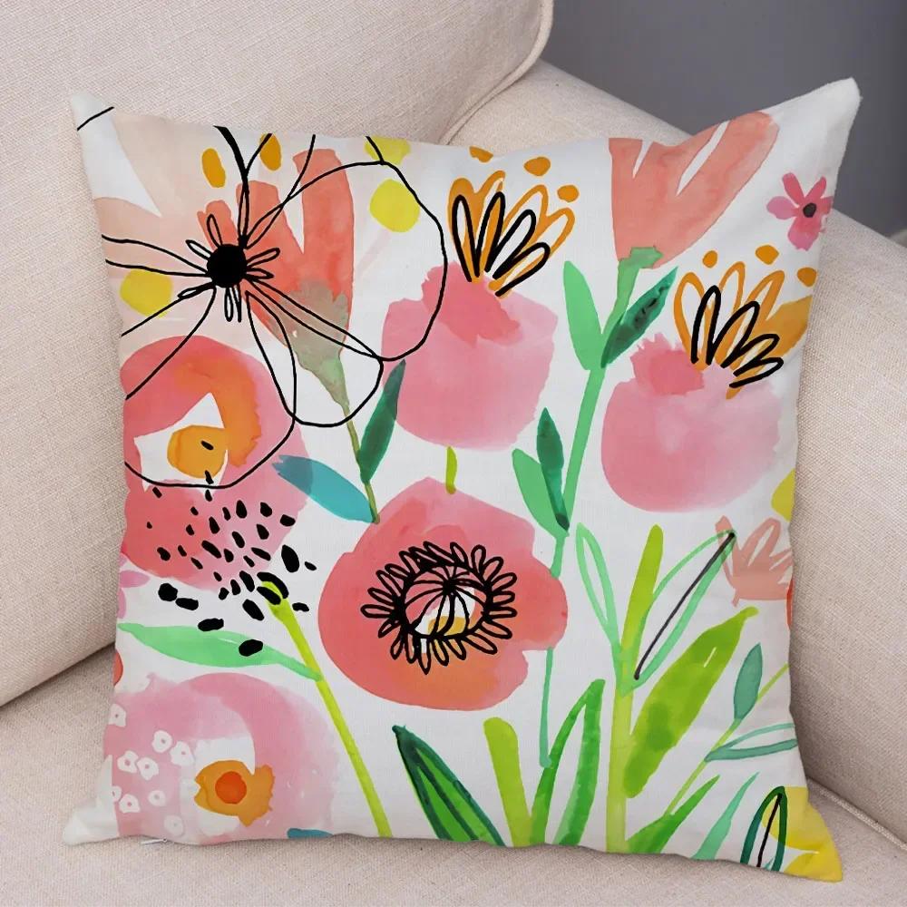 

Акварельный Цветок Лист Наволочка Декор Красочное Растение Флорал Чехол для Подушки для Дивана Дома Машины Мягкая Плюшевая Наволочка 30x30cm красно-коричневый