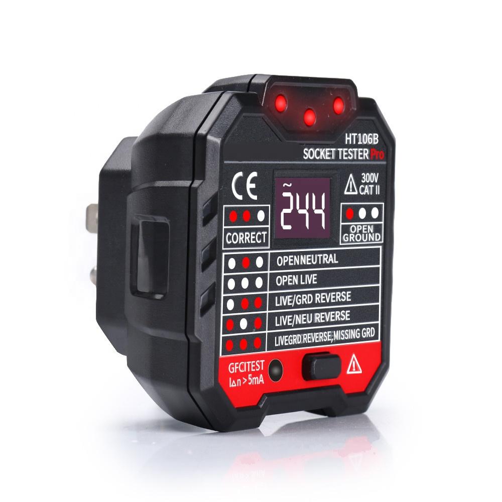 HT106B Socket Outlet Tester Circuit Polarity Voltage Detector Wall Plug Breaker Finder RCD Tester