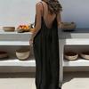 Neues Damen-Träger-Rückenfreies Lockeres Langes Loungewear-Kleid