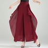 Pantaloni-Gonna Estivi in Chiffon a Vita Alta da Donna - Larghi, a Gamba Larga, Capo d'Abbigliamento Casual