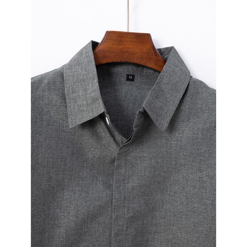 Spring and Autumn Men's Casual Patchwork Lapel Long Sleeved Shirt