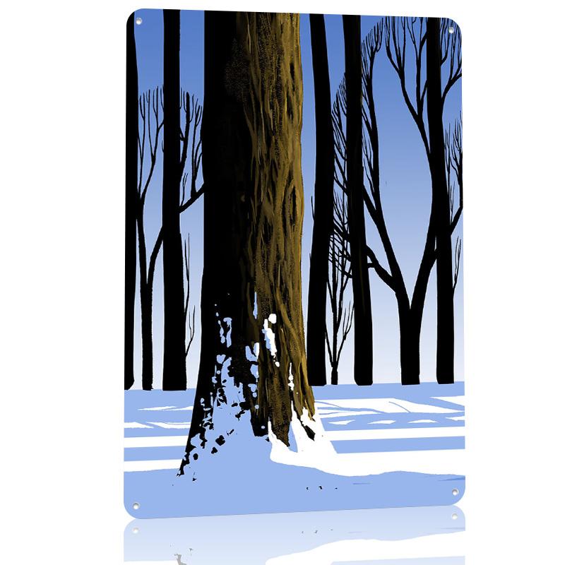 Winter Tree D Texture Metal Poster Customized Wall Art Tin Sign Gift for Mancave Luxury Decoration Home Decorations Wand Deko