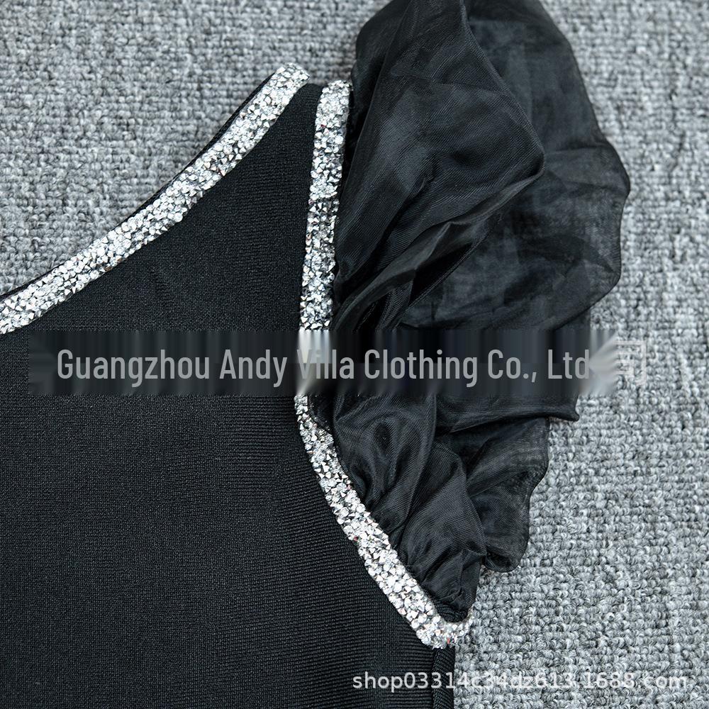 European and American Style One-Shoulder Irregular Hem Bodycon Bandage Dress