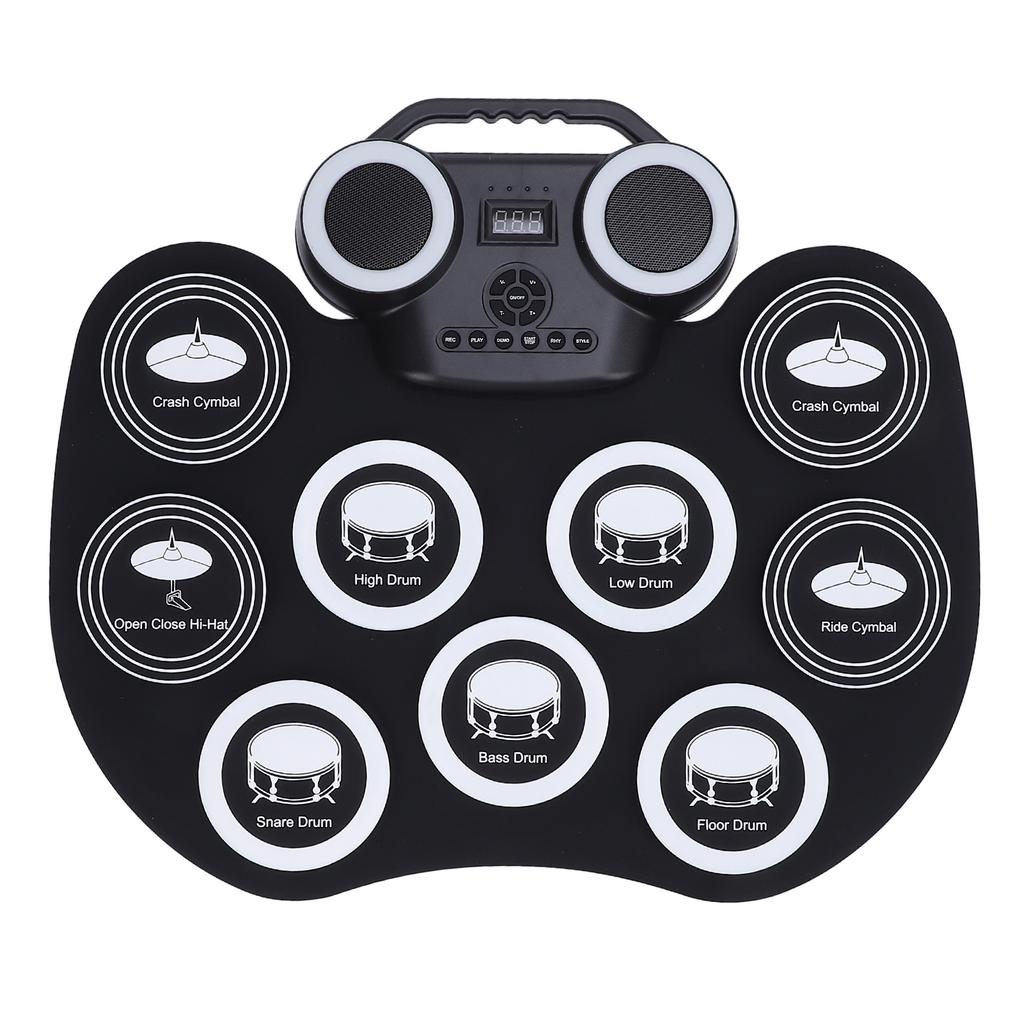 9 Pad Electric Drum Set with Pedals Stick Multifunctional Portable Roll Up Electronic Drum Pad for B