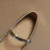 Fashion Women's New Spring and Summer Genuine Leather Cowhide Elastic Belt Buckle Low Heel Plus Size Square Toe Mary Jane Single Shoes