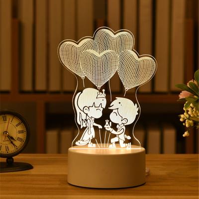 Lampa 3D Akryl USB LED Lampki nocne Neon Lampa Xmas Boże Narodzenie Dekoracje do Domu Sypialnia Urodziny Wystrój Prezenty Ślubne
