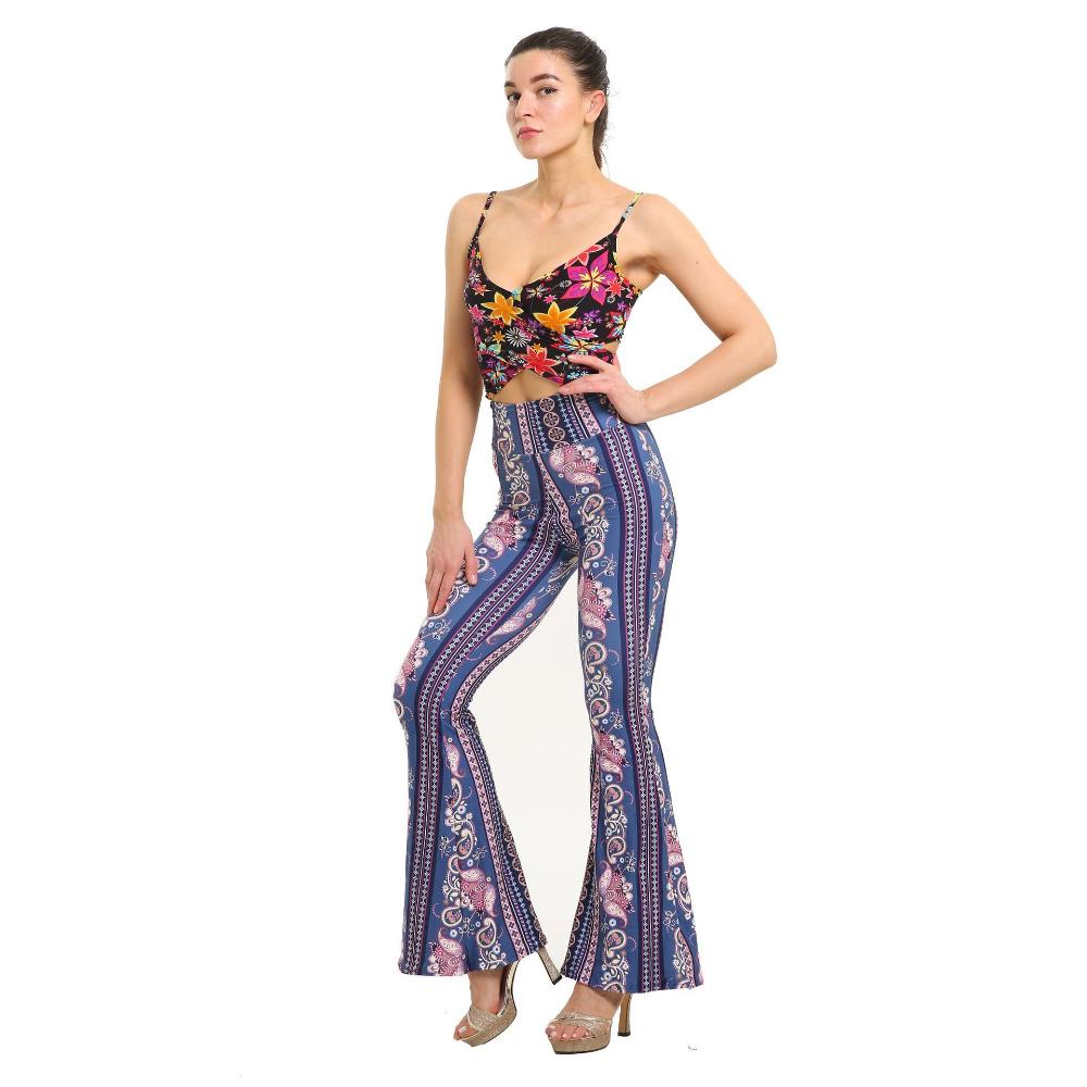 Fashion Floral Leggings High Waist Printed Flared Trousers For Women Highly Stretchable Fitness Tights Yoga Pants Dance Pants