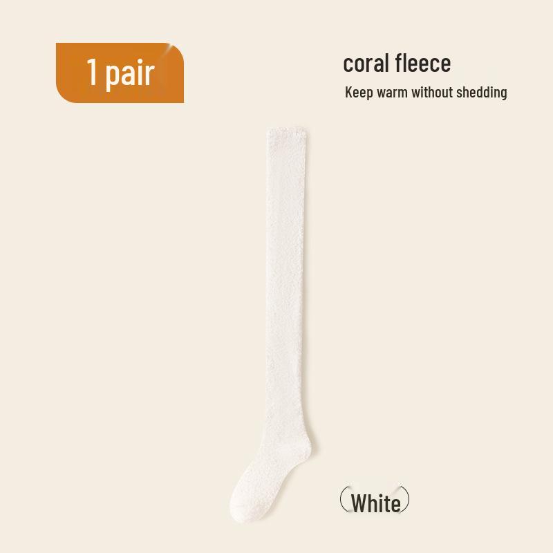 Women's Thick Coral Fleece Mid-Tube Socks: Warm, Non-Shedding, Solid Color – Perfect for Maternity and Floor Wear