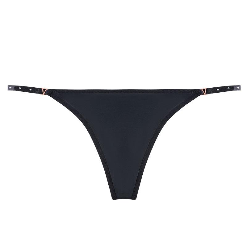 Damen Frühling und Sommer Sexy Metall Schnalle Baumwoll Schritt Nicht Abzeichnend Niedrige Taille Tanga Unterwäsche