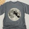 Raccoon Halloween T-Shirt for Animal Lovers – Witch Hat Raccoon On Broom with Moon – Perfect Gift for Raccoon Enthusiasts