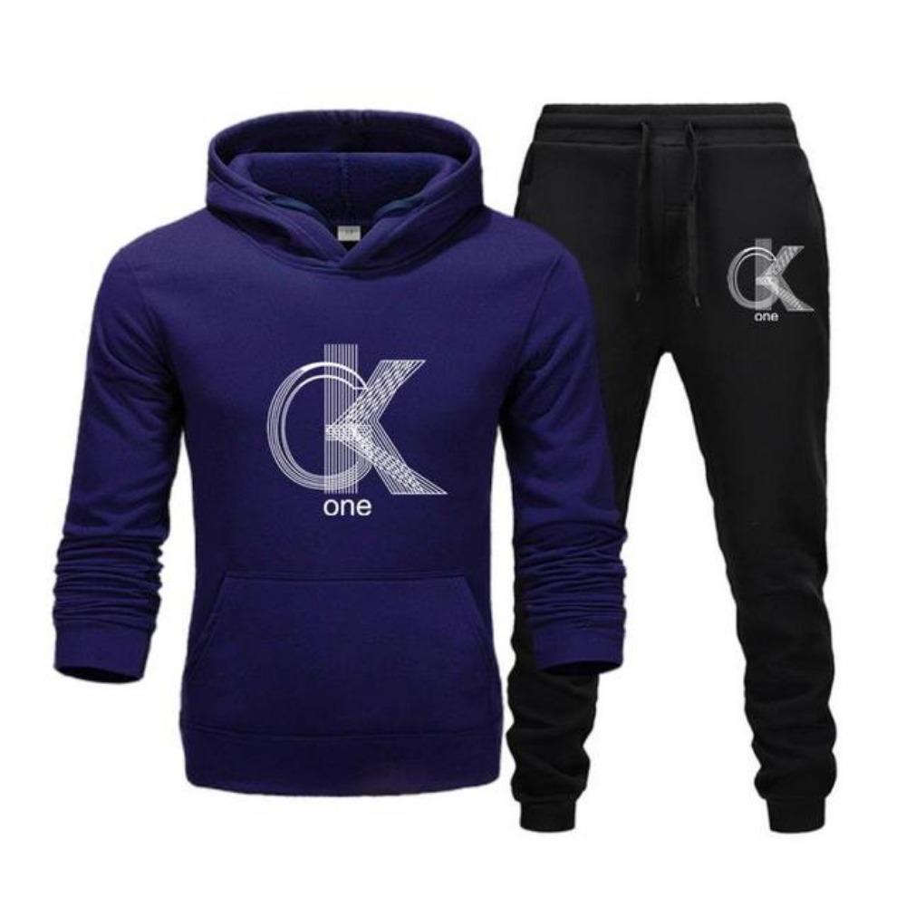 Herenmode Bedrukte Hoodie+Broek Set, Casual Sportkleding+Sportkleding Set