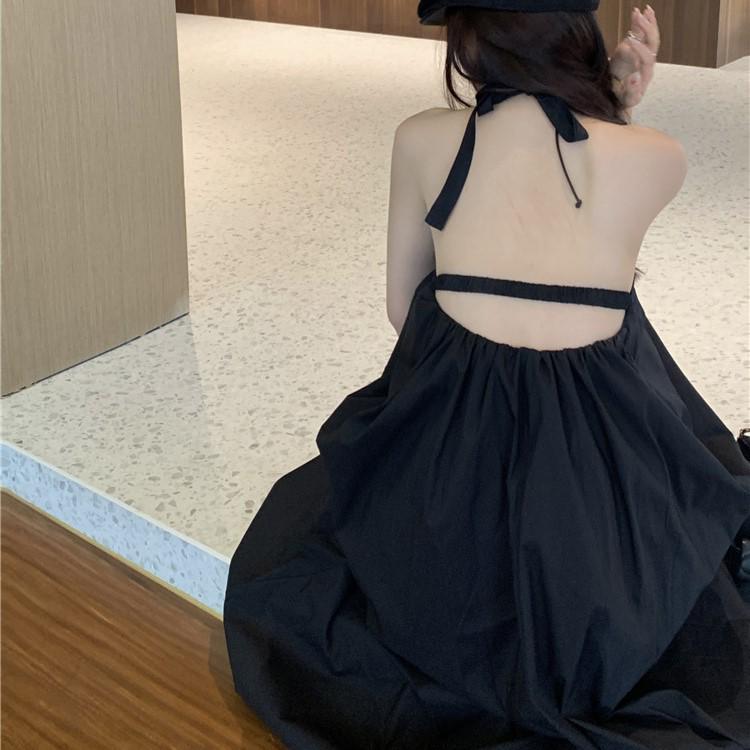 Sanya Resort Backless Slimming Summer Halter Dress with Big Hem