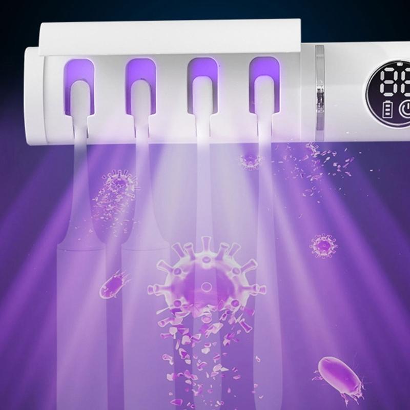 Rechargeable Toothbrush Holder with UVC Disinfectant Dryer Design Space Saving Wall Mounted Bathroom Toothbrush Organizer