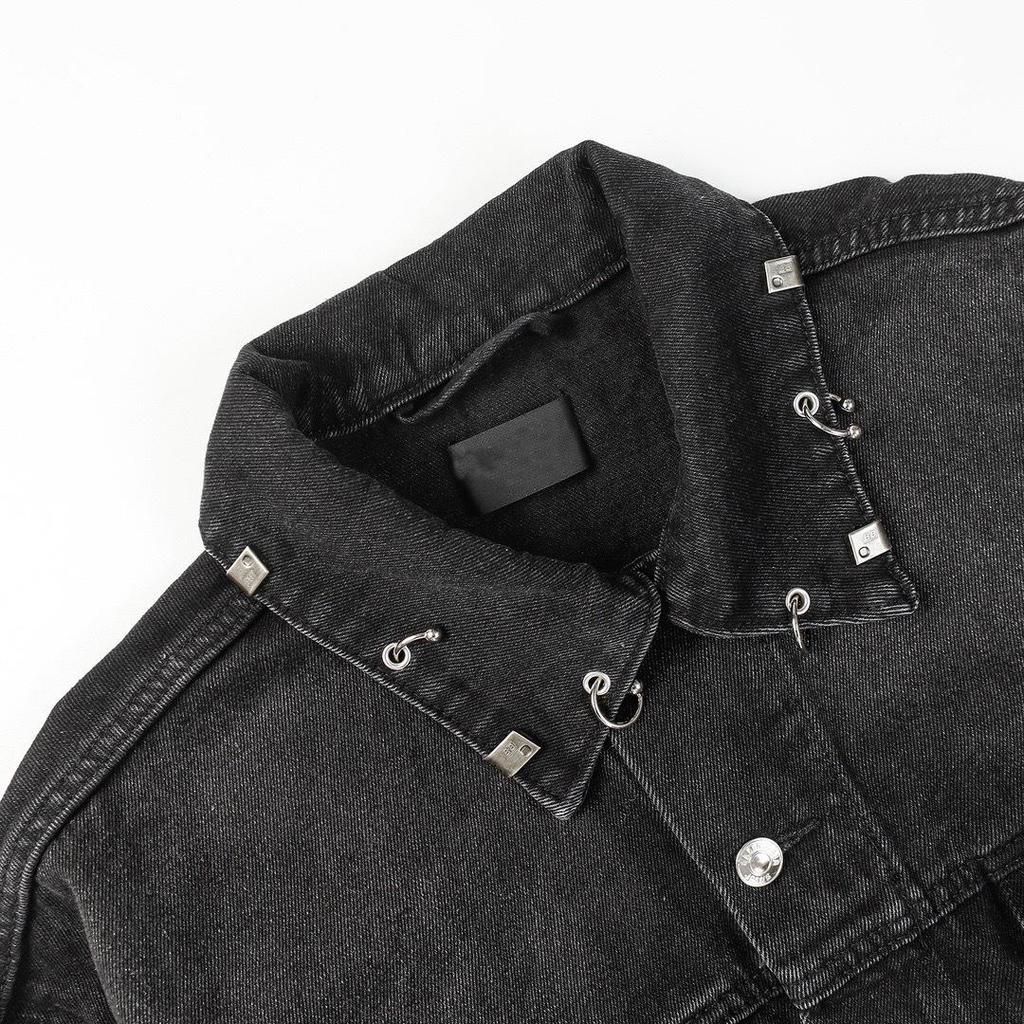 2024 Unisex Paris Runway Denim Jacket with Rivets & Eyelets