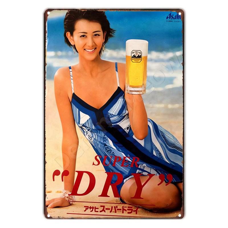 Vintage Japanese Beer Tin Sign Metal Wall Art for Kitchen Bar Club Home Decor Billboard