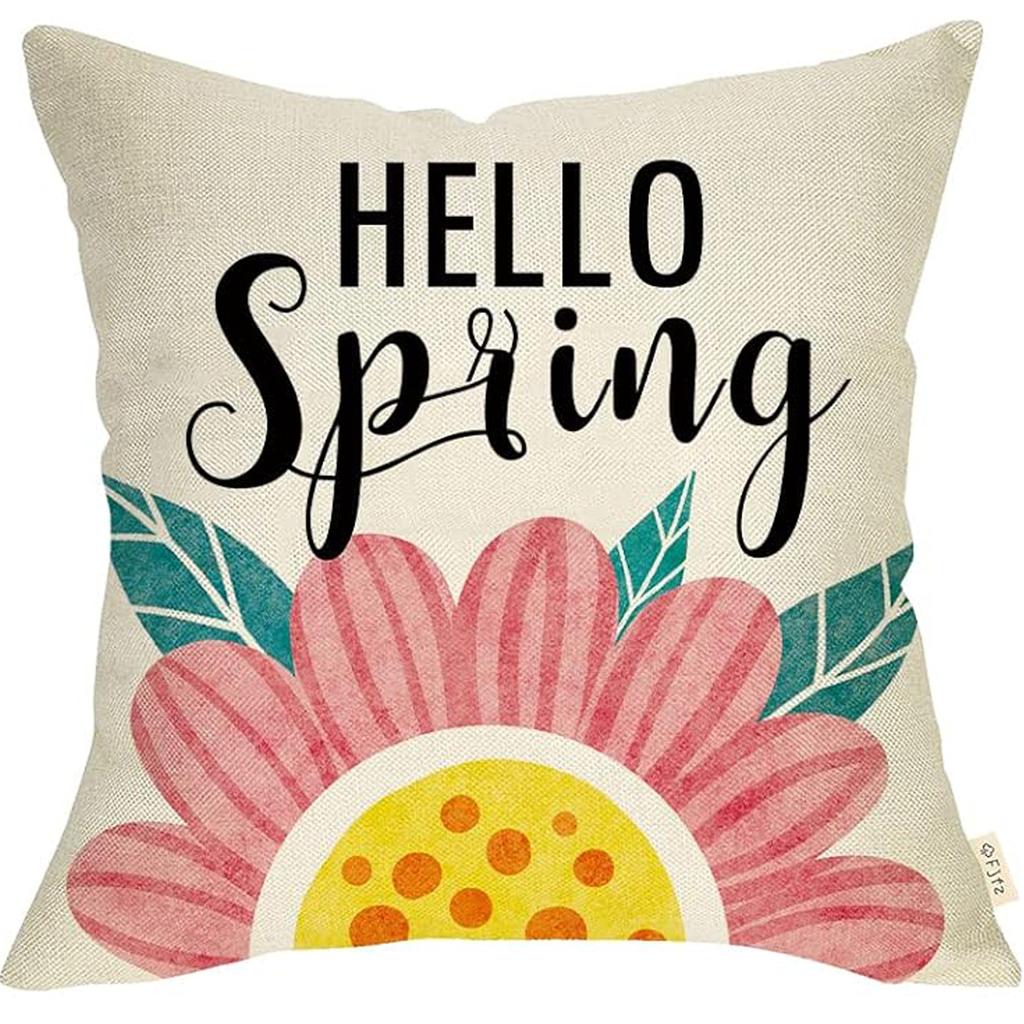 New Spring Fresh and Beautiful Linen Pillowcase Sofa Bedside Plant Flower Pillow Cushion Cover