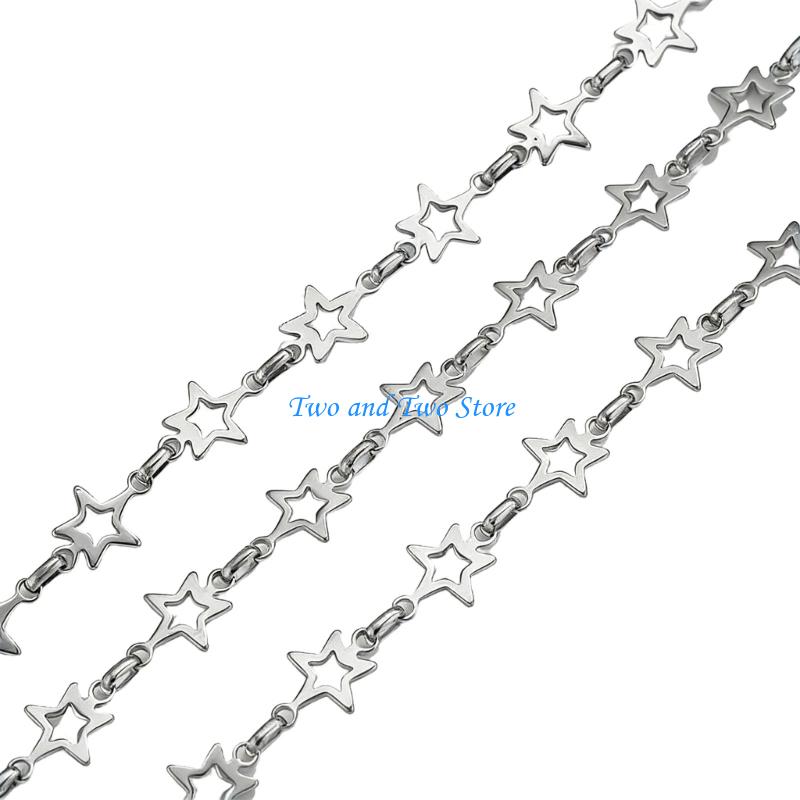 HX6F Practical Hollow Star Pattern Chain Extender Multipurpose Jewelry Chain Metal Texture Suitable for Most Necklaces Making